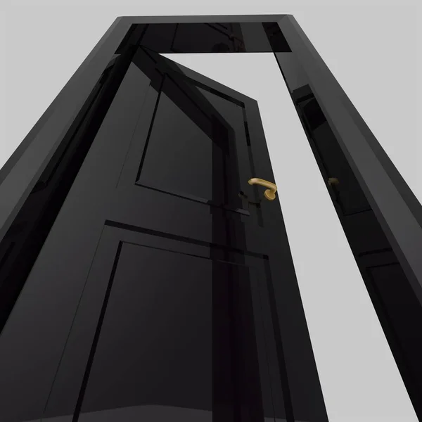 Negru Interior Din Lemn Set Ușă Ilustrare Diferite Deschis Izolat — Fotografie, imagine de stoc