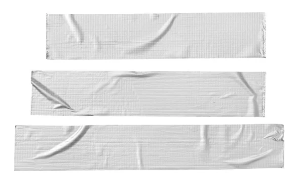 Set Blank Silver Grey Repair Duct Tape Isolated White Background — Stock Photo, Image