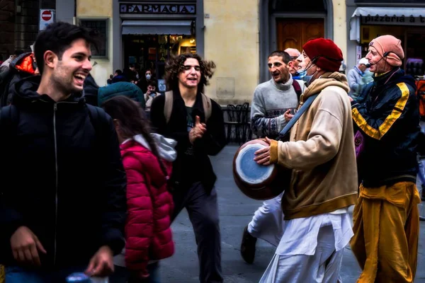 Una Vista Aérea Gente Bailando Calle Florencia — Foto de Stock
