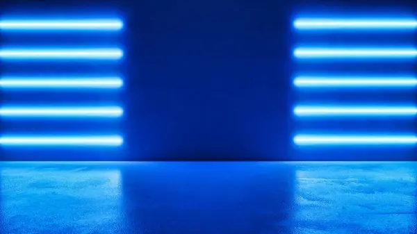 Krásný Záběr Podium Show Pozadí Neonovými Světly — Stock fotografie