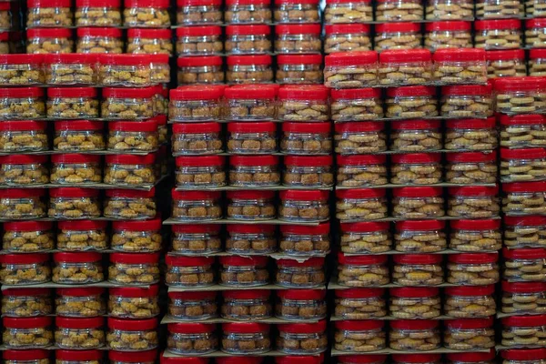 Closeup Chinese New Year Cookies Jars — Stock Photo, Image