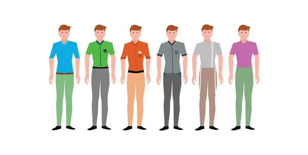 Ein Digitales Illustrationsset Von Männern Verschiedenen Einfachen Outfits Auf Weißem — Stockfoto