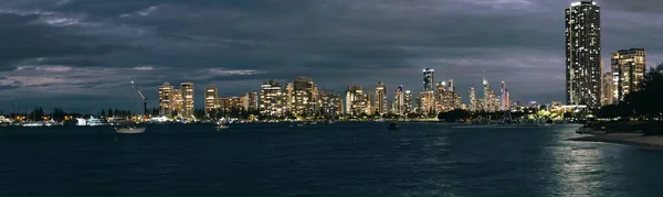 Panoramic View Gold Coast City Skyline Viewed Broadwater Parklands Jetty — Stock Photo, Image