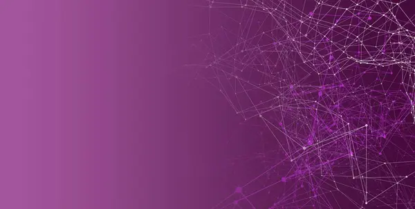 Иллюстрация Пунктирных Линий Частиц Фиолетовом Фоне Абстрактный Технический Фон Копировальным — стоковое фото
