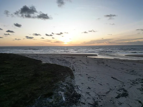 Краєвид Піщаний Пляж Заході Сонця — стокове фото