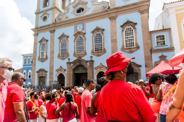 Salvador Bahia Brazil December 2022 Devotees Santa Barbara Attend Mass — Stock Photo, Image