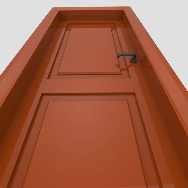 橙色木制内置门显示不同的开合隔离白色背景 — 图库照片