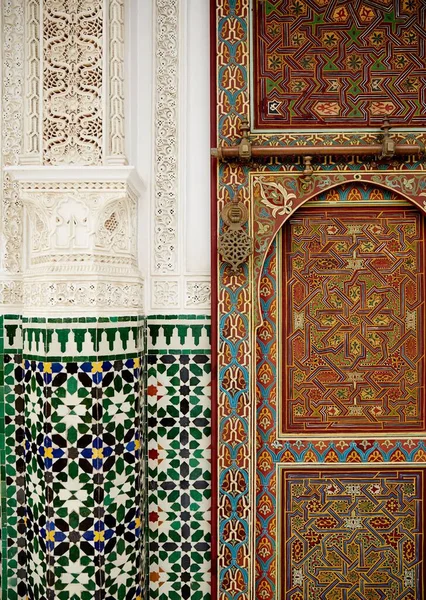 Вертикальный Кадр Ковров Стене Марракеше Марокко — стоковое фото