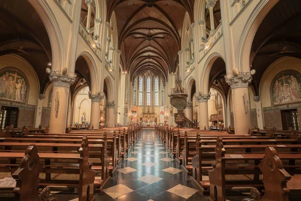 Uma Bela Vista Interior Catedral Jacarta Indonésia — Fotografia de Stock