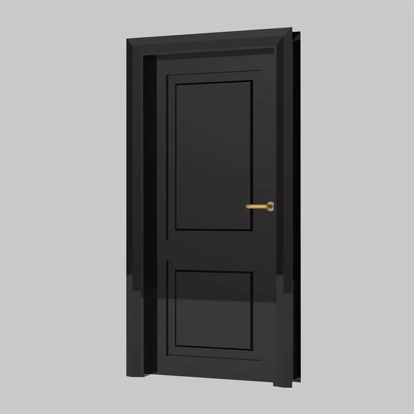 Czarny Drewniane Wnętrze Zestaw Drzwi Ilustracja Różne Otwarte Zamknięte Odizolowane — Zdjęcie stockowe