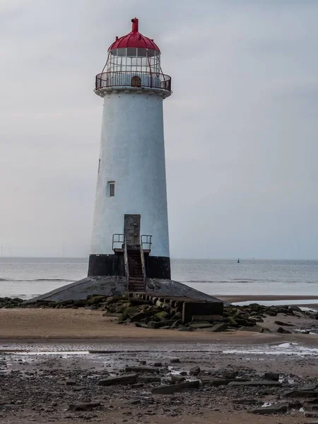 Vertikal Bild Point Ayr Fyr Nära Havet Mulen Dag — Stockfoto