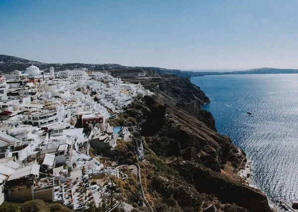 Eine Luftaufnahme Von Thera City Auf Santorin Griechenland — Stockfoto
