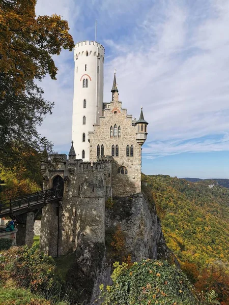 Una Hermosa Vista Castillo Lichtenstein — Foto de Stock