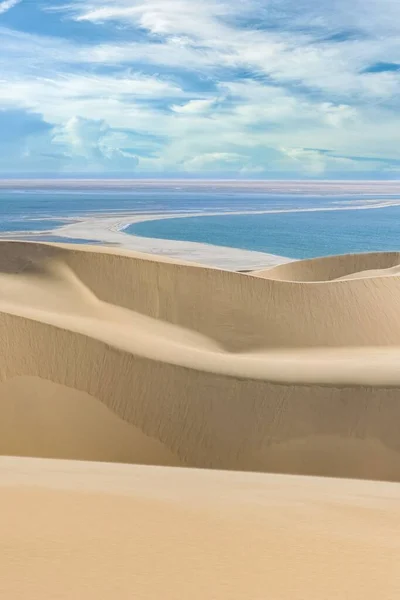 Namibia Deserto Del Namib Paesaggio Dune Gialle Che Cadono Mare — Foto Stock