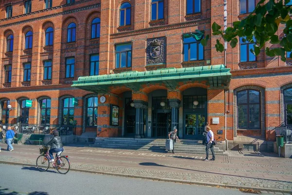Entrada Principal Para Estação Ferroviária Durante Dia Malmo Suécia — Fotografia de Stock