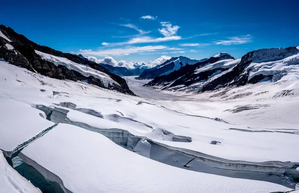Παγετώνας Aletsch Και Παγετώνας Jungfrau Στην Ελβετία — Φωτογραφία Αρχείου