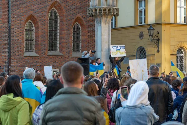 Davy Lidí Během Protiruské Manifestace Ukrajinců Proti Válce Ukrajině — Stock fotografie