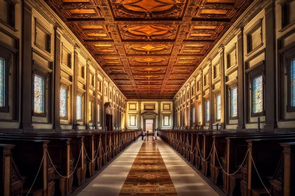 Pohled Zevnitř Knihovny Laurentian Medici Florencie Itálie — Stock fotografie