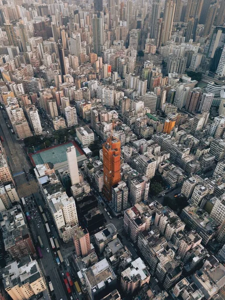 Вертикальный Снимок Современных Городских Зданий Районе Коулун Гонконг Вид Беспилотника — стоковое фото