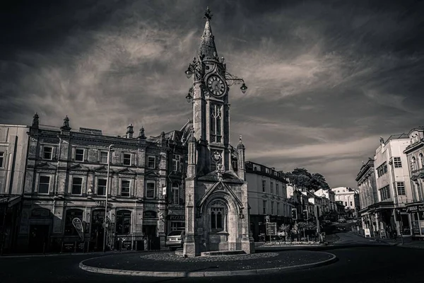 Plan Dramatique Lunatique Tour Horloge Torquay Torbay Royaume Uni — Photo
