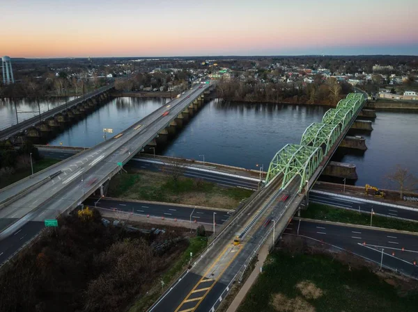Letecký Most Dolního Trentonu Přes Řeku Delaware Trentonu New Jersey — Stock fotografie