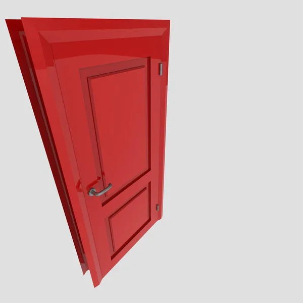 Kırmızı Ahşap Kapı Çizimi Farklı Açık Kapalı Set Izole Edilmiş — Stok fotoğraf