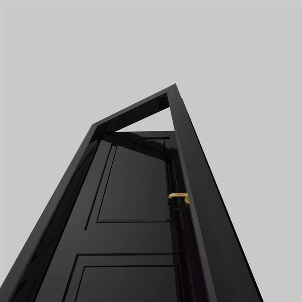 Negro Madera Interior Conjunto Puerta Ilustración Diferente Abierto Cerrado Aislado —  Fotos de Stock