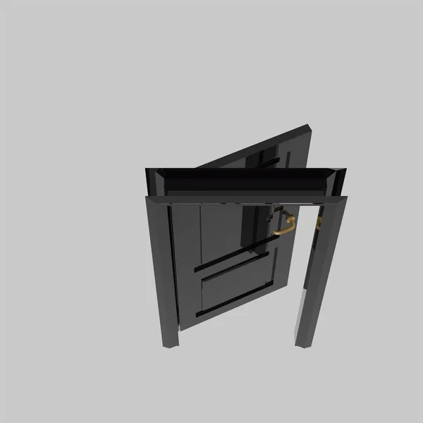 黑色木制内置门显示不同的开合隔离白色背景 — 图库照片