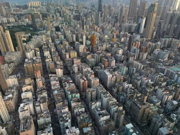 香港九龙市区景观的航拍图 — 图库照片