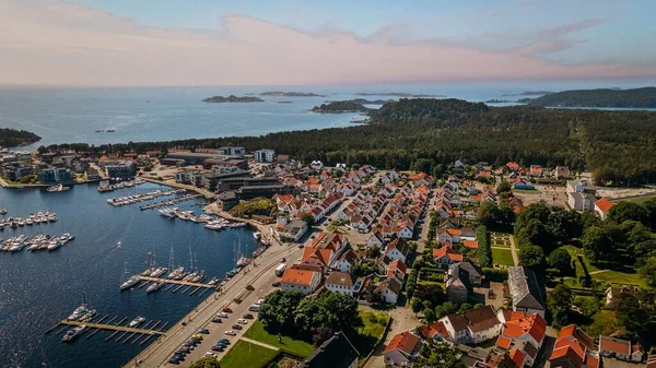Une Vue Aérienne Ville Balnéaire Avec Belles Petites Maisons Norvège — Photo