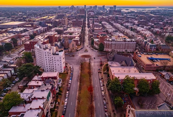 Aerial Shot Ring Road Modern Buildings City Richmond Sunset — Stock Photo, Image