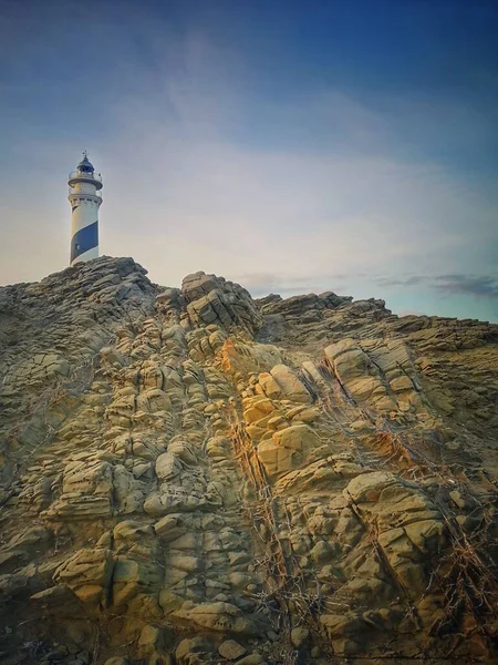 Der Leuchtturm Favaritx Auf Menorca Spanien — Stockfoto
