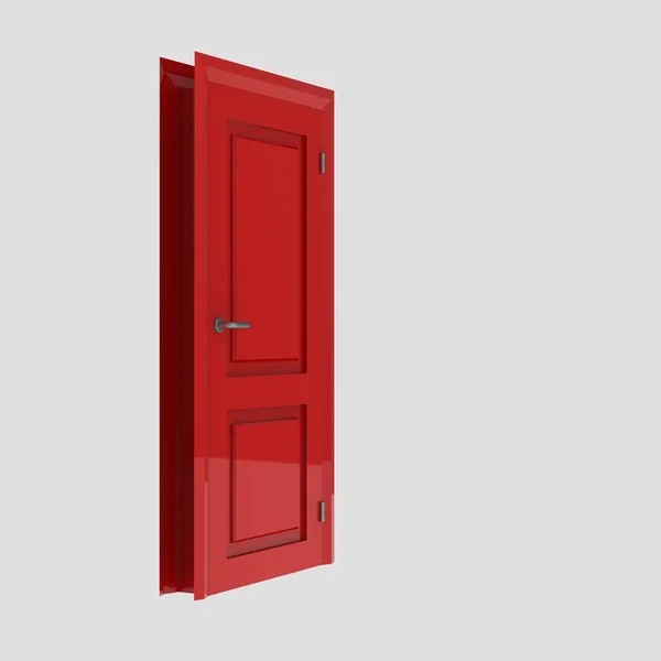 赤い木製のインテリアドアのイラスト異なるオープンクローズセット隔離された白い背景 — ストック写真