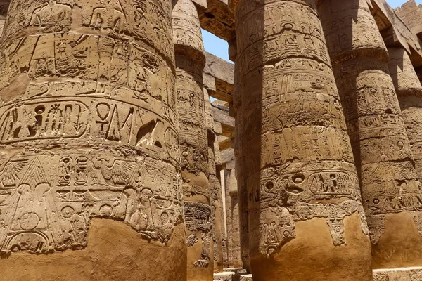 Colonne Della Grande Sala Ipostila Nel Tempio Luxor Karnak Egitto — Foto Stock