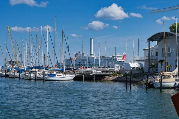 Port Statkami Warnemuende Rostock Germany — Zdjęcie stockowe