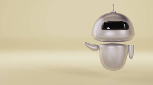 Aiロボットの3Dレンダリングイラスト 黄金の背景を持つサイバーキャラクター — ストック写真