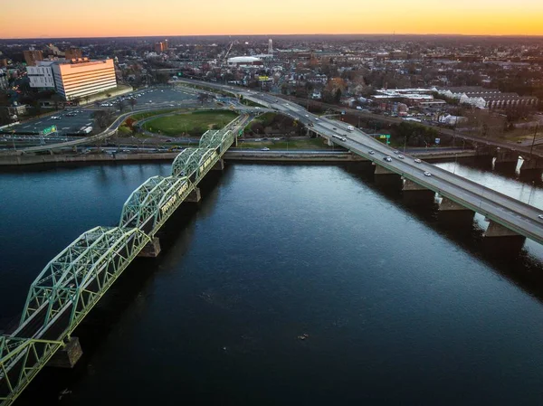 Aerial Lower Trenton Highway Bridge Delaware River Trenton New Jersey — Stock Photo, Image