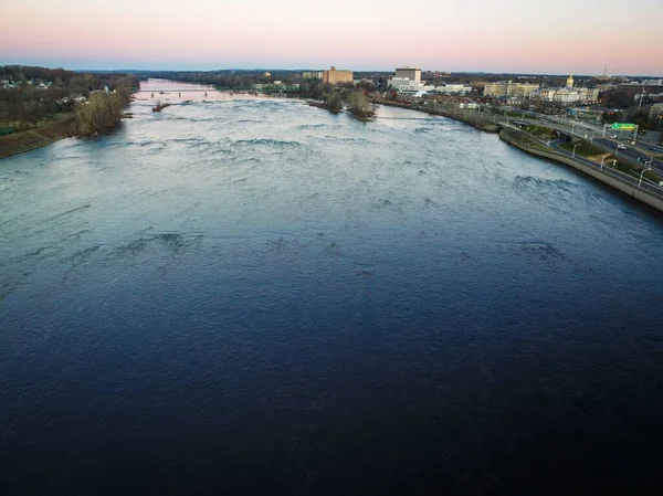 Una Antena Del Río Delaware Que Fluye Través Trenton Nueva —  Fotos de Stock