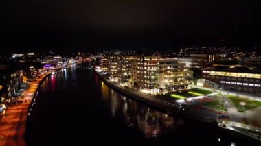 Fredrikstad 'ın havadan görünüşü ve rıhtımın genel görünümü.