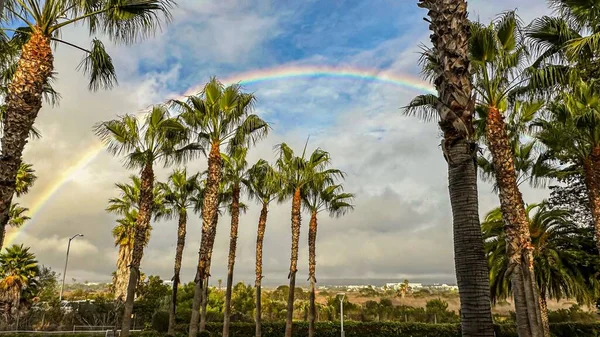 Arcos Arco Íris Sobre Los Angeles Durante Pausa Tempestade Chuva — Fotografia de Stock