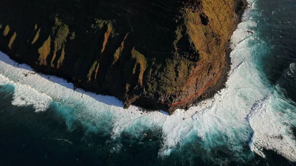 Une Antenne Supérieure Île Molokai Des Falaises Kalaupapa Contre Ciel — Photo