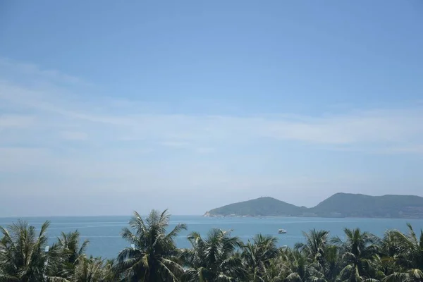 Ein Schöner Blick Auf Ein Meer Mit Palmen Und Bergen — Stockfoto