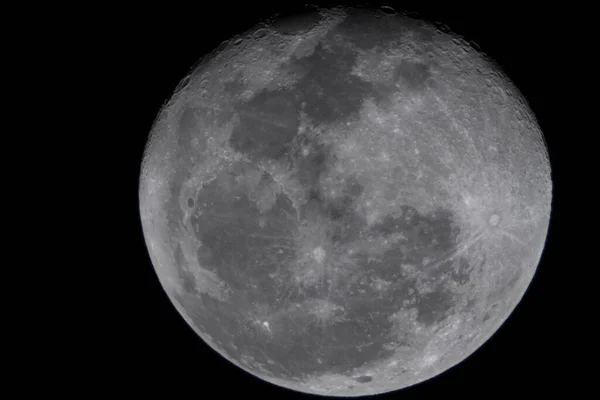 Een Close Van Volle Maan Met Kraters Details Van Het — Stockfoto