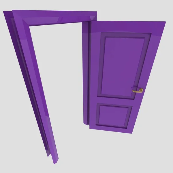 Фиолетовый Деревянные Внутренние Двери Иллюстрации Установить Различные Открытые Закрытые Изолированные — стоковое фото
