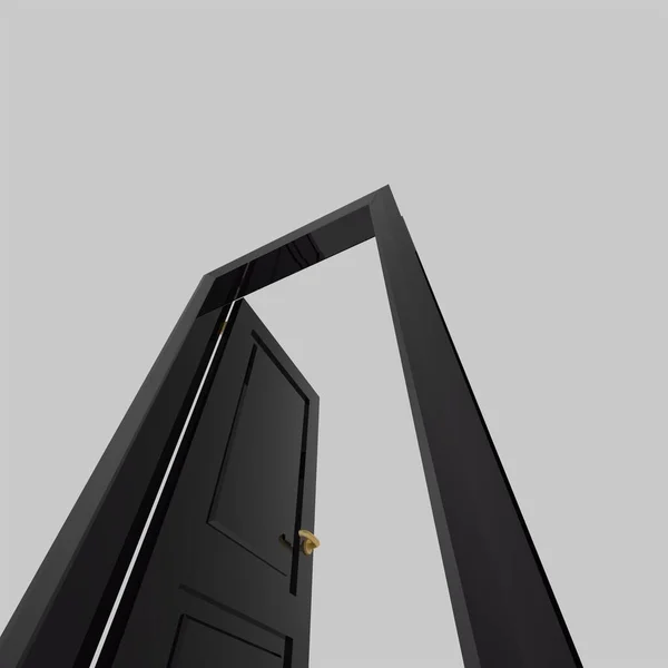 Zwart Houten Interieur Set Deur Illustratie Verschillende Open Gesloten Geïsoleerde — Stockfoto