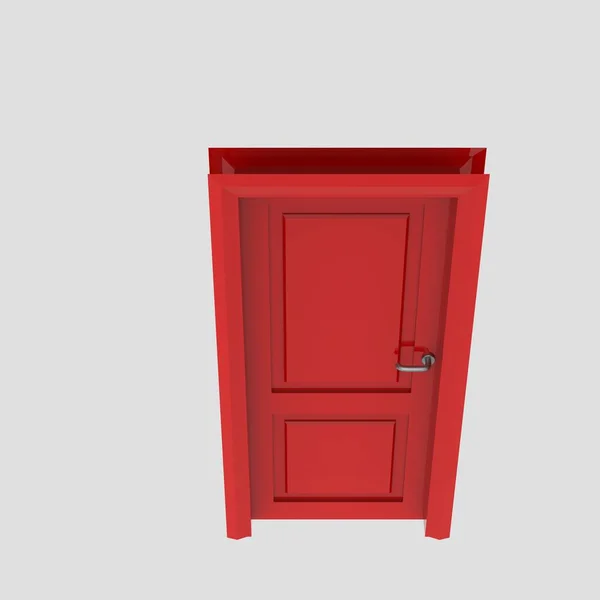 Červená Dřevěné Dveře Interiér Ilustrace Jiné Otevřené Uzavřené Set Izolované — Stock fotografie