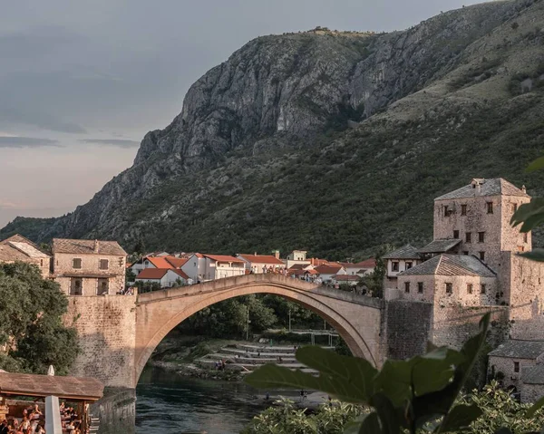 Mostar Old Bridge River Mostar Bosna Hercegovina — Stock fotografie
