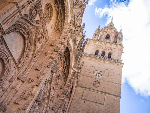 中世纪萨拉曼卡大教堂的低矮角度 迷人的西班牙萨拉曼卡旅游景点 — 图库照片