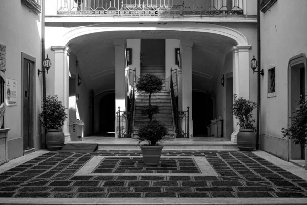 Greyscale Beautiful Interior Building Moliterno Italy — Stock Photo, Image
