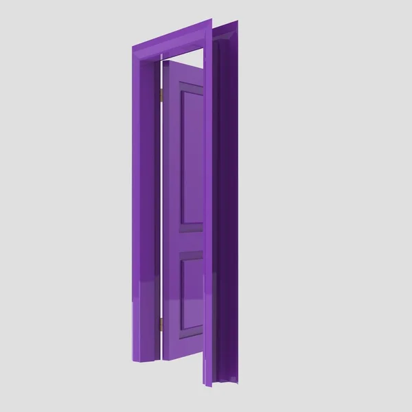 Purple Wooden Interior Door Illustration Set Different Open Closed Isolated — Stock Photo, Image